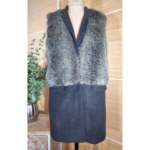 Like NEW DKNY Jeans Faux Fur + Wool size S/M Longline Vest
